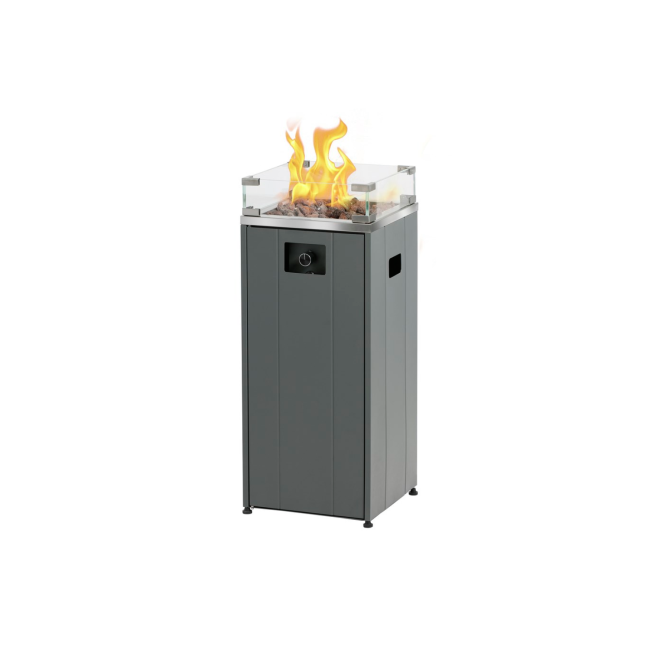 electriQ Gas Flame Outdoor Fire Pit - Tall Design in Grey