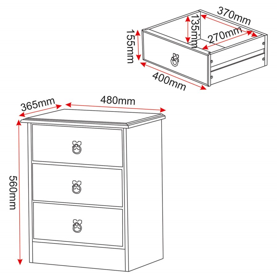 Seconique Maya Solid Pine Bedroom Storage Set