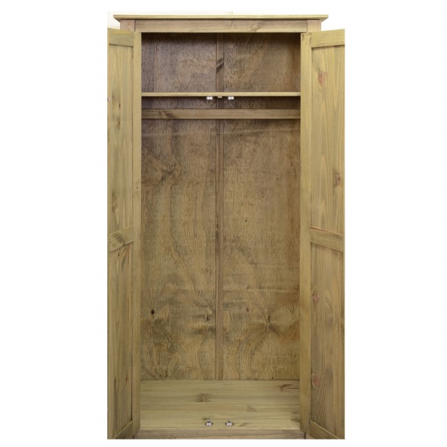 Solid Pine 2 Door Double Wardrobe - Panama - Seconique