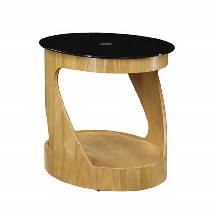 Jual Furnishings Curved Oak Oval Lamp Table 
