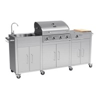 Boss Grill Texas Premium Outdoor Kitchen - 4 Burner Gas BBQ Grill with Side Burner - Stainless Steel