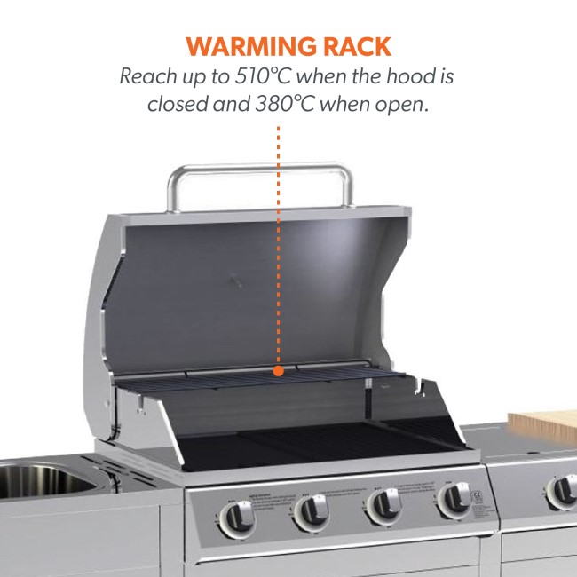 Boss Grill Texas Premium Outdoor Kitchen - 4 Burner Gas BBQ Grill with Side Burner - Stainless Steel