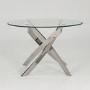 Glass Round Dining Table with Chrome Base - Seats 4 - Vida Living Kalmar