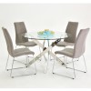 Glass Round Dining Table with Chrome Base - Seats 4 - Vida Living Kalmar
