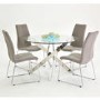 Glass Round Dining Table with Chrome Base - Seats 4 - Vida Living Kalmar