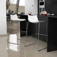 Single Trent Bar Stool in White with Chrome Legs