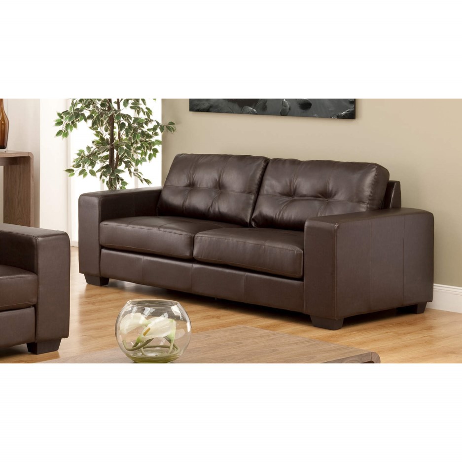 World Furniture Durban Bonded Leather 3 Seater Sofa in Brown Furniture123