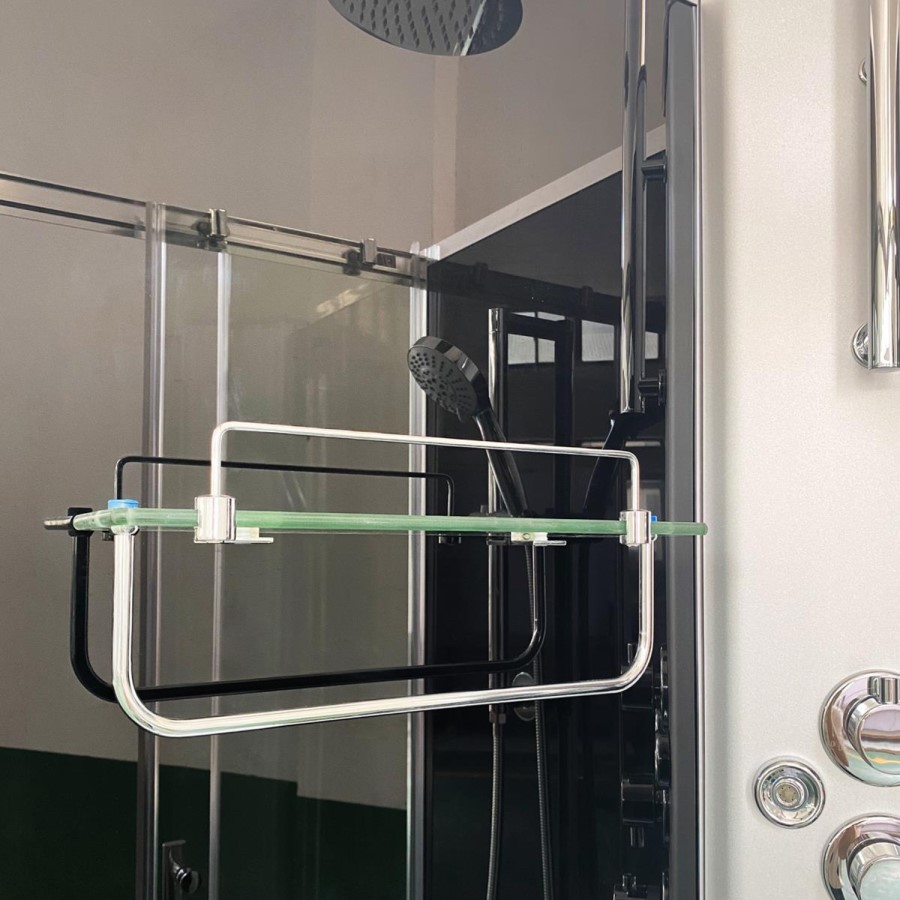 Vidalux Pure -1200x800mm Black Left-Hand Offset Quadrant Shower Cabin with Hydro Shower Set & Shower Tray