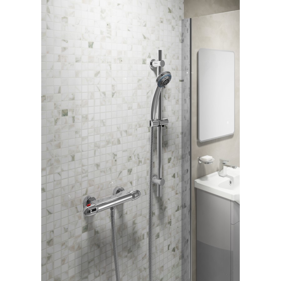 Round Shower with Thermostatic Valve & Slide Rail Kit