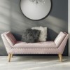 Safina Velvet Bench Seat with Stud Detailing in Baby Pink