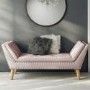 Safina Velvet Bench Seat with Stud Detailing in Baby Pink