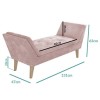 Safina Velvet Hallway Bench Seat with Stud Detailing in Baby Pink