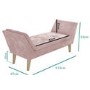 Safina Velvet Bench Seat with Stud Detailing in Baby Pink