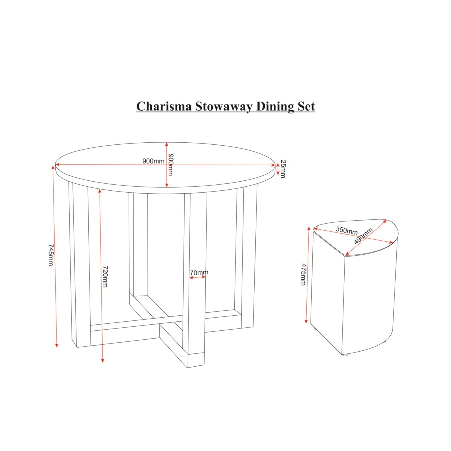 Seconique Charisma White Gloss Dining Set + 4 Stowaway Dining Chairs