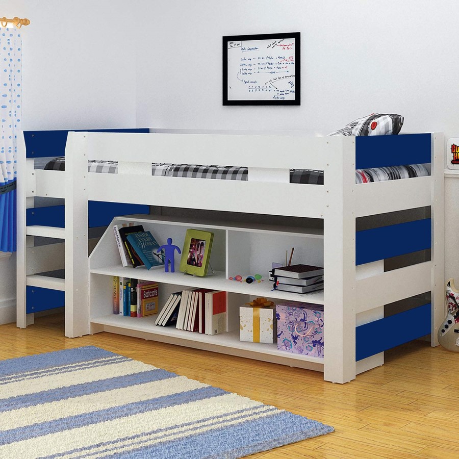 GRADE A2 - Seconique Lollipop Boys Mid Sleeper Bed in White and Blue