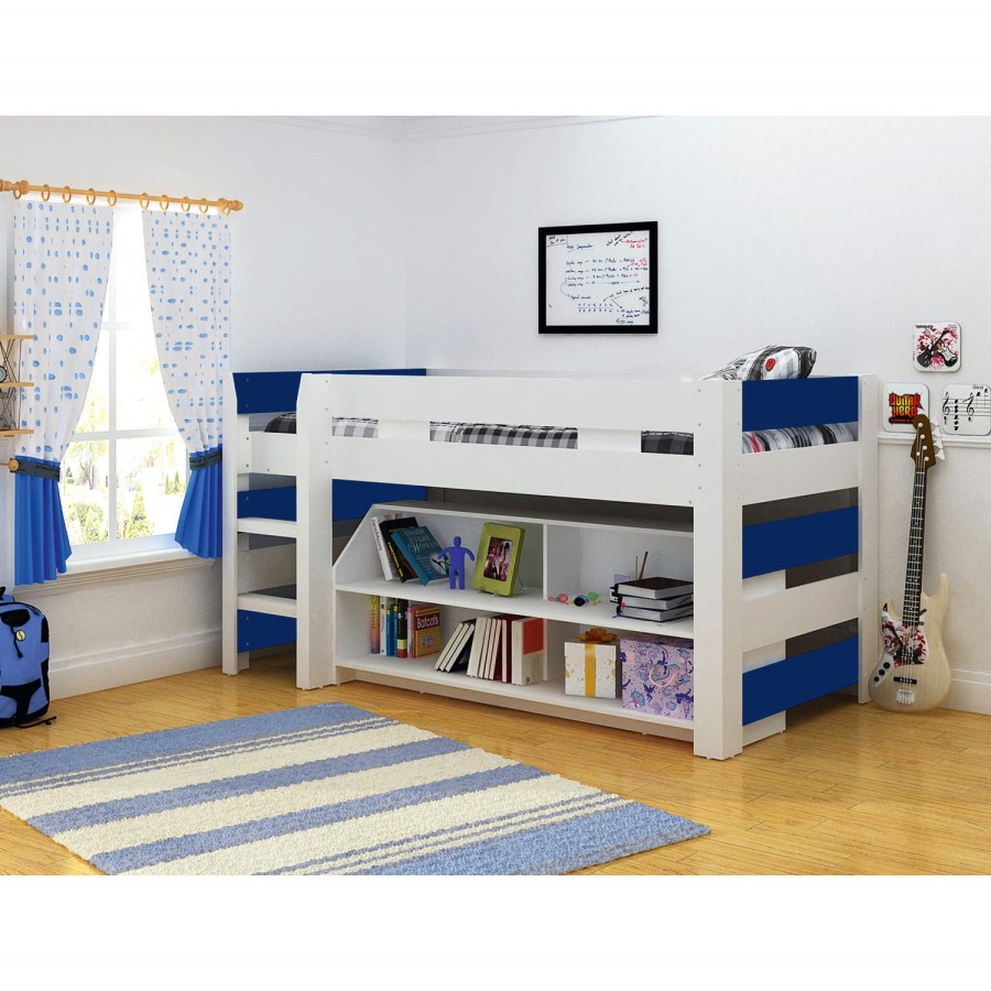 GRADE A2 - Seconique Lollipop Boys Mid Sleeper Bed in White and Blue