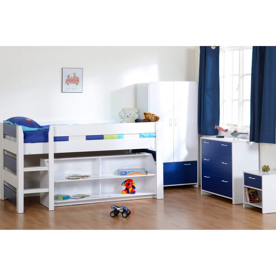 GRADE A2 - Seconique Lollipop Boys Mid Sleeper Bed in White and Blue