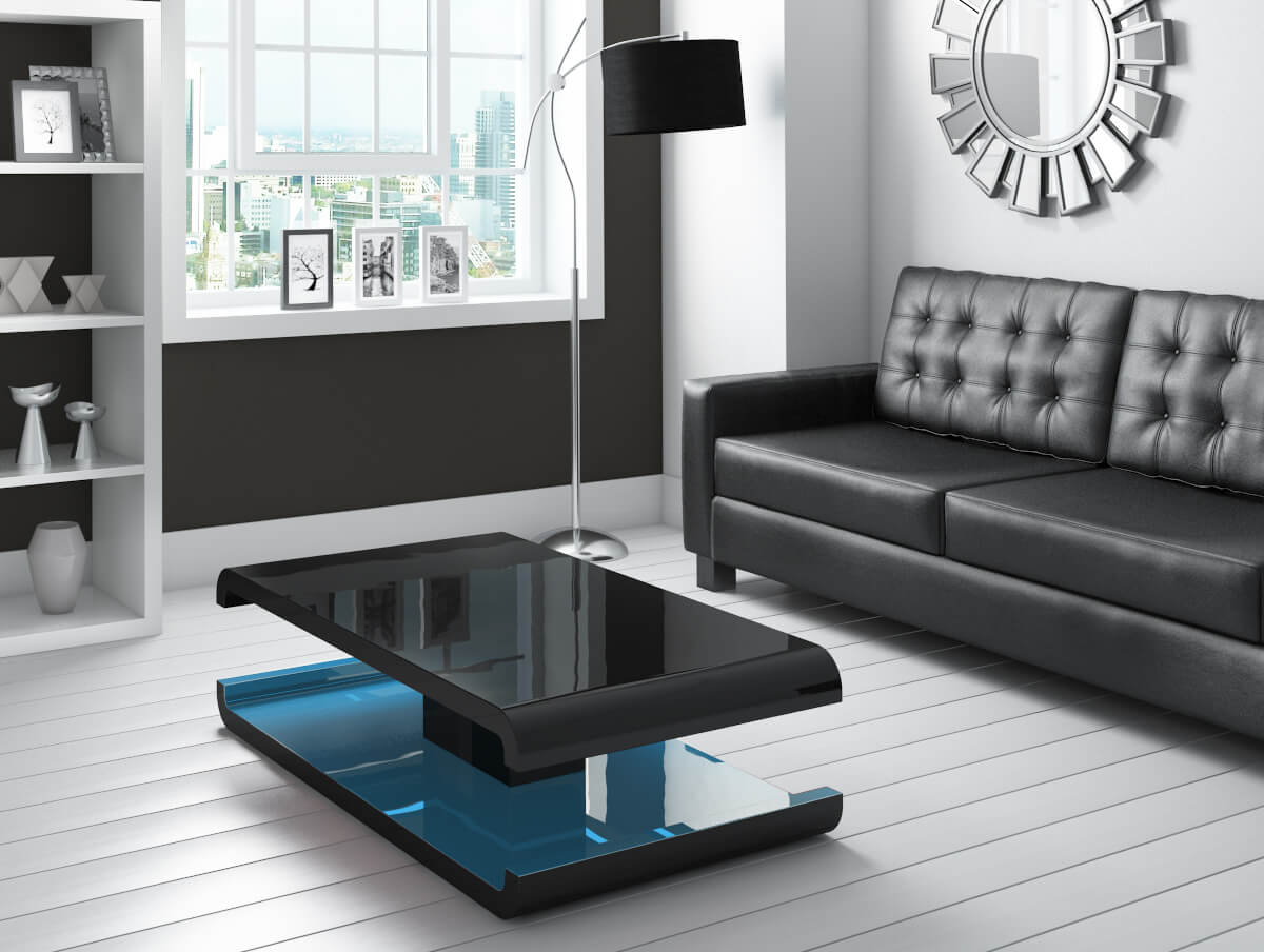 High Gloss Black Coffee Table with LED Lighting - Tiffany ...