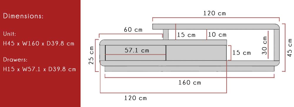 Evoque TV unit dimensions