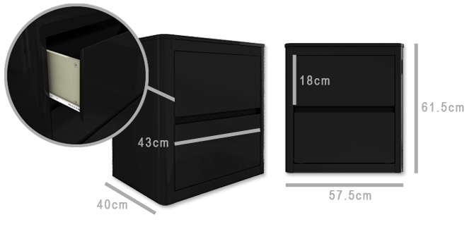 Lexi Black bedside table dimensions