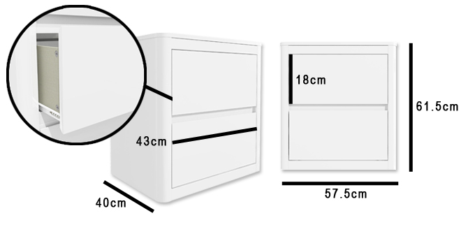 Lexi white bedside table dimensions