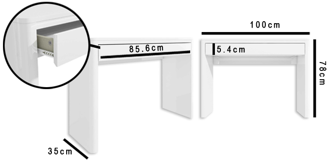 Lexi white dressing table dimensions