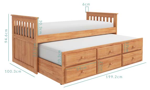 oxford captain bed dimensions 