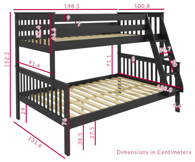 Oxford grey small double bunk dimensions