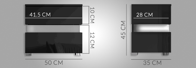 sense bedside table dimensions