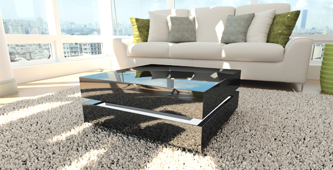 High Gloss Black Coffee Table with LED Lighting - Tiffany ...