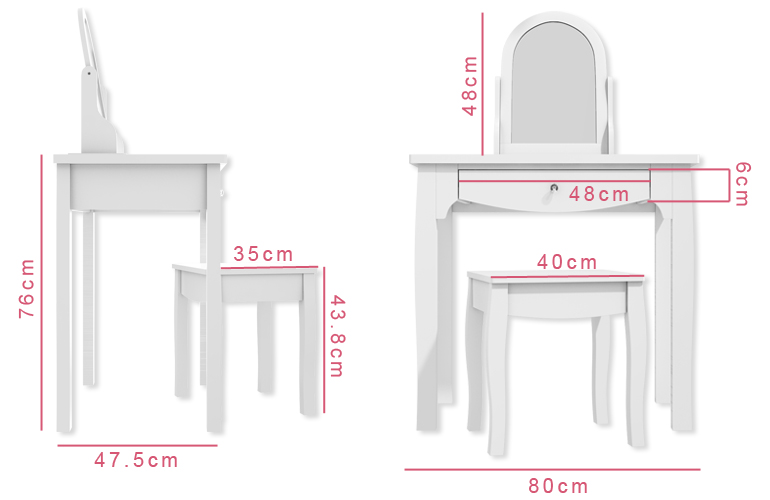 Victoria dressing table set dimensions