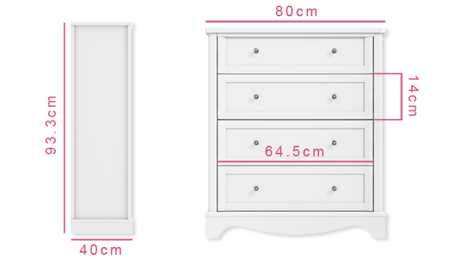 Victoria White 4 Drawer Chest of Drawers - Furniture123