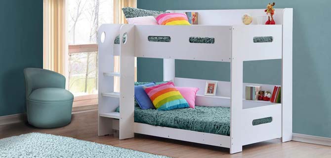 GRADE A1 - Sky Bunk Bed in White - Ladder Can Be Fitted Either Side ...