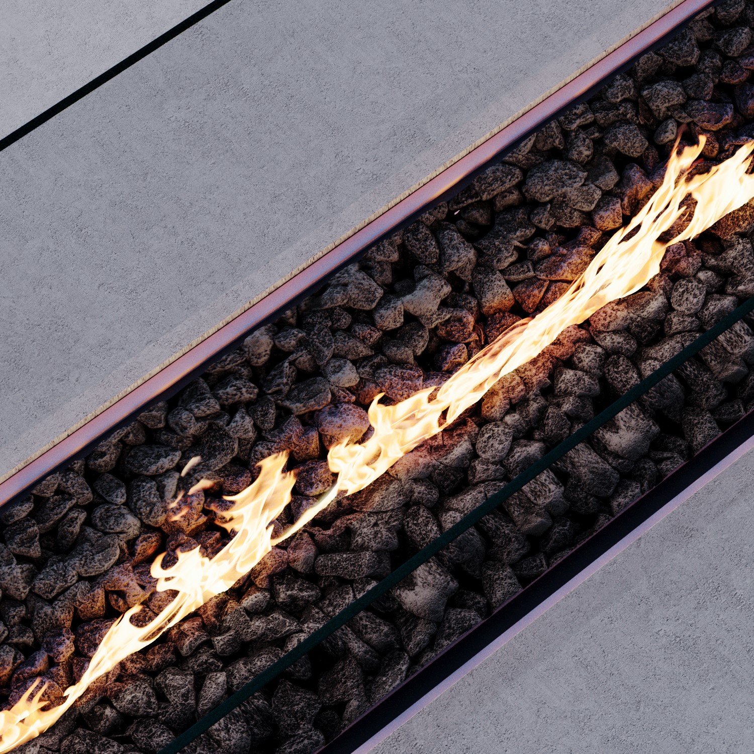 Decorative fire pit with lava rocks