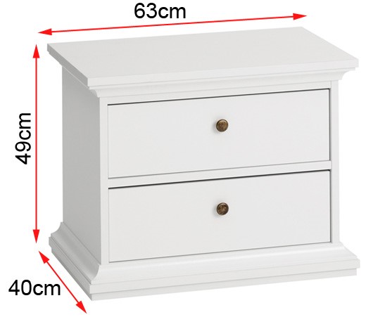 Paris bedside with dimensions