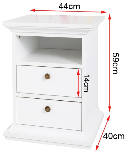 Paris Tall bedside with dimensions