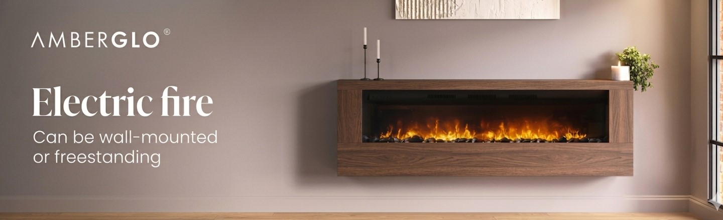Electric Fire With Walnut Surround 