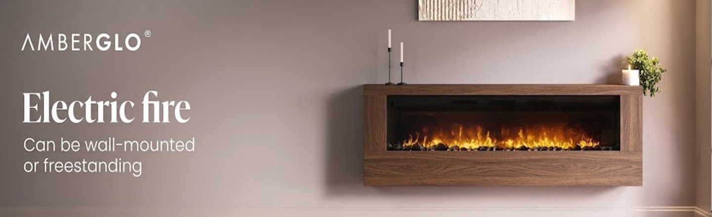 Electric Fire With Walnut Surround 