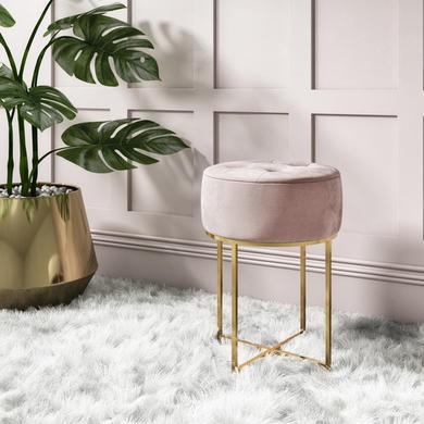 Gold Legs Fancy Dressing Table Chair Pink Velvet Dressing Table