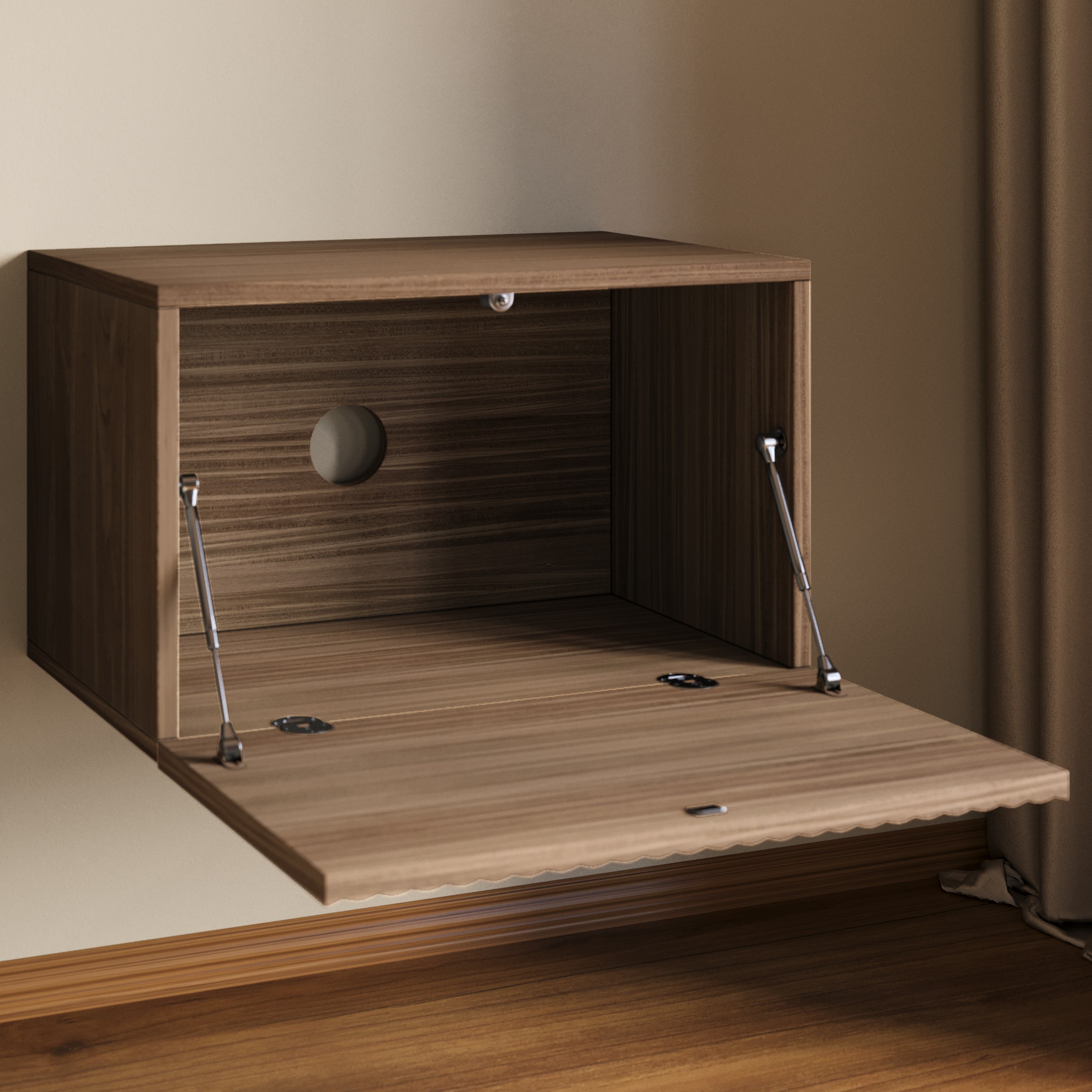 open tv cabinet with cable holes at the back