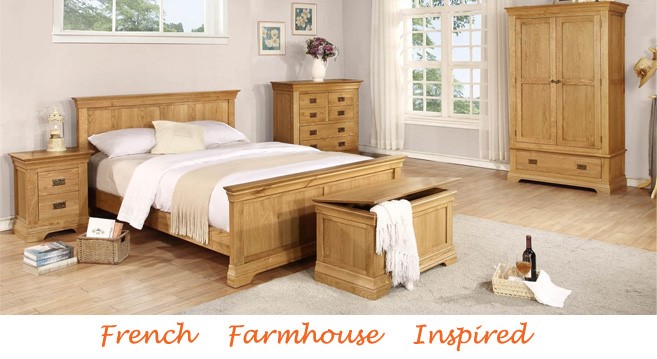 Loire Solid Oak Farmhouse Double Bed, French Farmhouse Bed