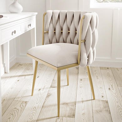 beige dressing table chair GRADE A2 - Cream Woven Linen with Gold Legs The seat cushion FreeShipping USCG Winter Dress Blue Material:Stretchy