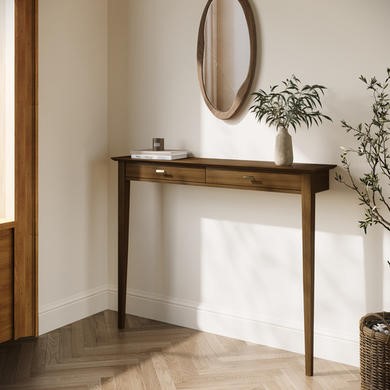 Small & Narrow Walnut Console Table - 115cm - Noa - Furniture123