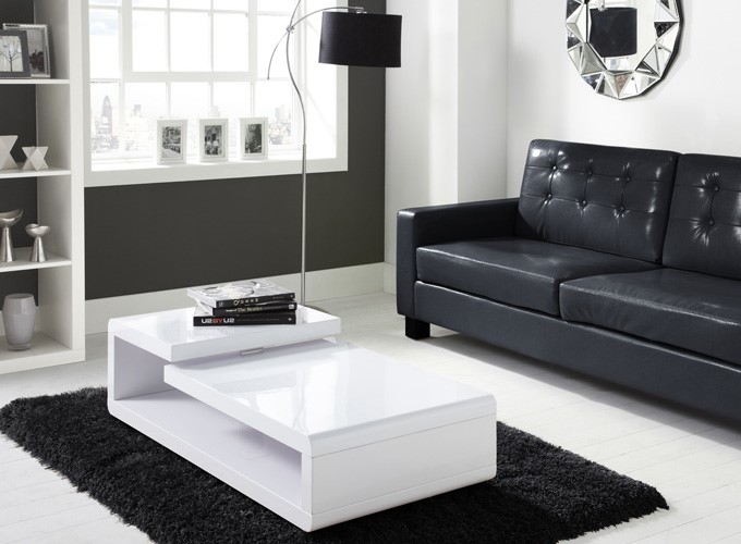 High Gloss Coffee Table Range, White Rounded Edge Coffee Table