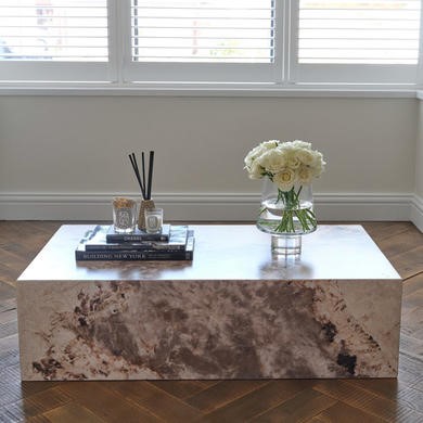 Large Rectangular Beige Marble Coffee Table - Sur