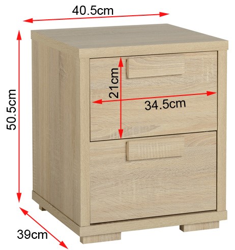 Cambourne bedside table with dimensions