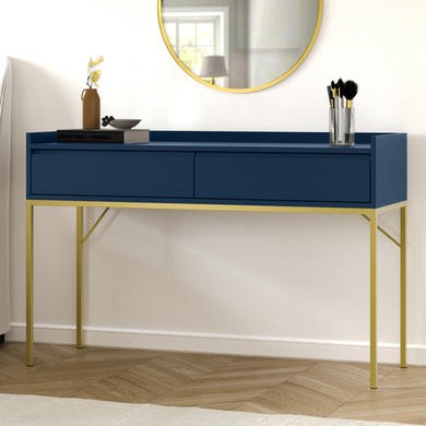 navy and gold dressing table Blue Modern with 2 Drawers - Zion blue dressing table